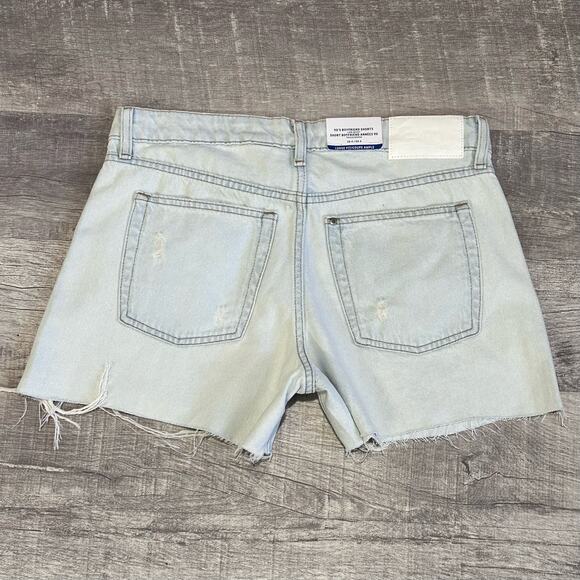 H&M 90s Boyfriend Light Denim Short NEW Womens 4 Low Waist Loose Fit Distressed - Picture 4 of 9